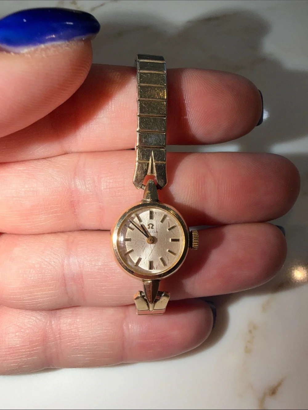 Omega Gold-Tone Ladies Bracelet Watch with Champagne Dial